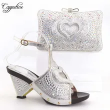 Capputine Nigeria Summer Woman Shoes And Bag Set Italian Style Middle Heels Shoes And Bag Set