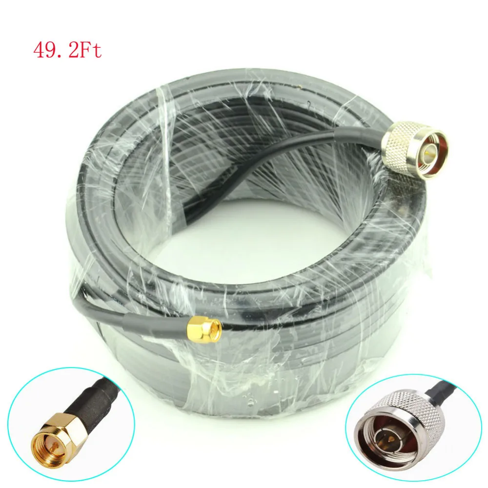 15-Meter(49.2 Ft) Low Loss SMA male to N Male Extension RG58/U Coaxial Cable Connector