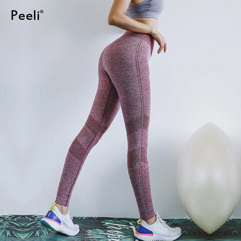 

Peeli Super Stretchy Seamless Leggings Tummy Control Yoga Pants Women High Waist Sport Leggings Fitness Gym Tights Active Wear