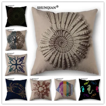 

Fashion High Quality Cotton Linen Fossil Pattern Pillowcase Wedding Decorative Pillow Case For Home Pillow Cover WJY4103