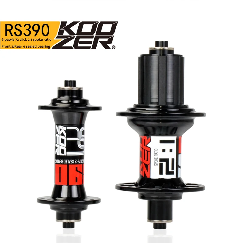 

Koozer RS390 Front Rear Hub Set 2/4 Bearings 20/24 Holes Quick Release Ultralight 400g/pair 72 Click Road Bike Hubs 2:1 Spoke