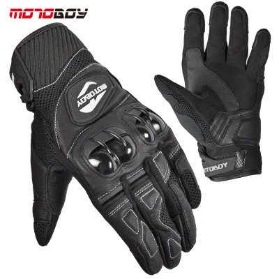 1 пара motoboy новые летние Гоночные перчатки Мотоцикл Мотокросс дышащая Сенсорный экран кожи мотоцикл Прихватки для мангала - Цвет: black