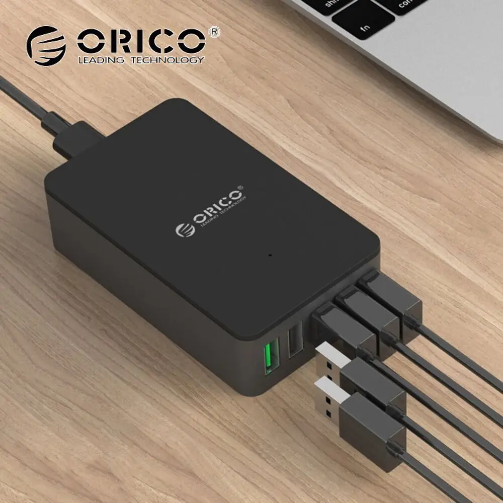 Koop ORICO 5 Poort Snellader QC 2.0 Lader 5V2. 4A 9V2A 12V1. 5A Desktop USB Lader voor Bijna Smartphones EU US Plug Zwart QSE