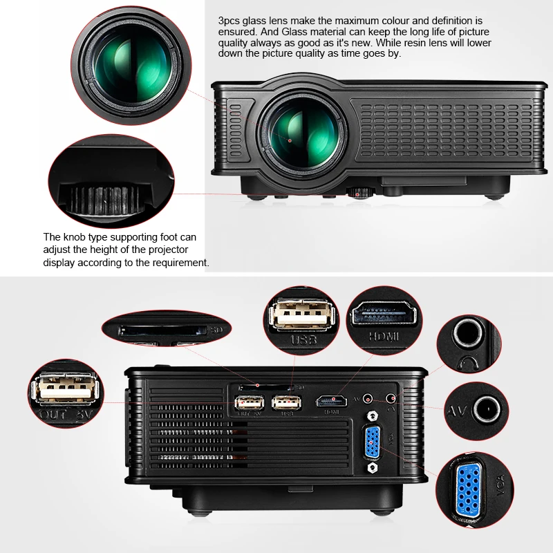 Owlenz SD60 мини светодио дный проектор 1500 люмен 1000:1 Поддержка 1080 P Wi Fi ЖК Multi Экран/airplay