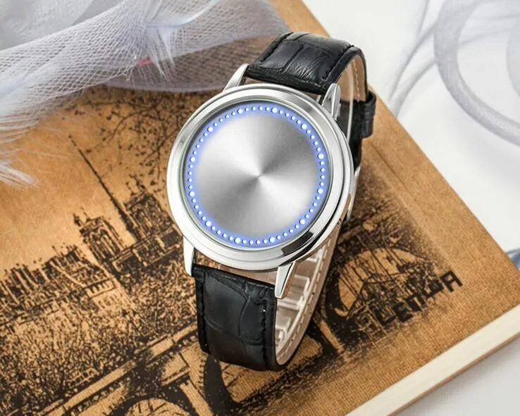 Креативная индивидуальность минималистичный сенсорный экран водонепроницаемый светодиодный кожаный часы для мужчин и женщин пара часов Умные Электронные повседневные часы - Цвет: White