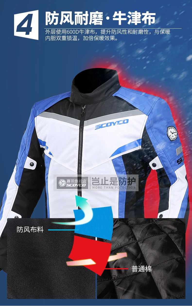 SCOYCO NEW Motorcycle Jacket Windproof Waterproof Coldproof Long Distance Touring Driving Clothing Motocross Jacket JK92