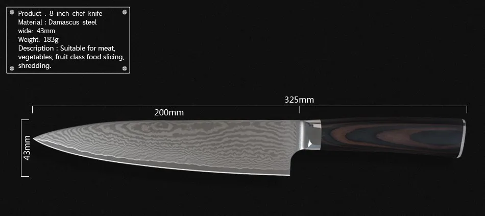 XYJ, японский, AUS10, 67 слоев, дамасский, 8 дюймов, профессиональный нож шеф-повара, кухонные принадлежности