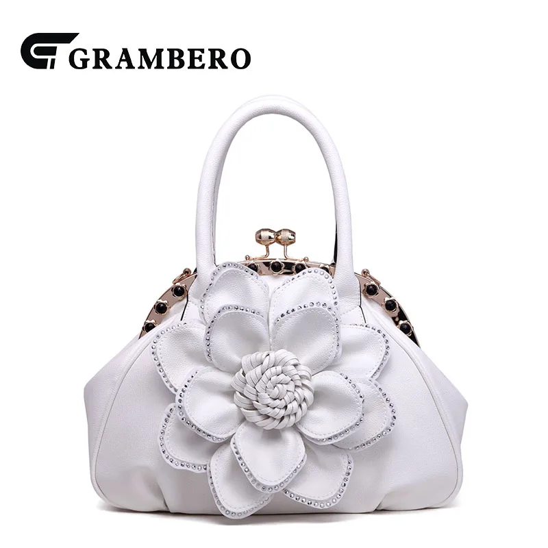 

Korean Style Fashion Soft PU Leather Handbag Relief Big Flower Zipper Banquet Top-handle Bag Women Shoulder Bags For Gifts