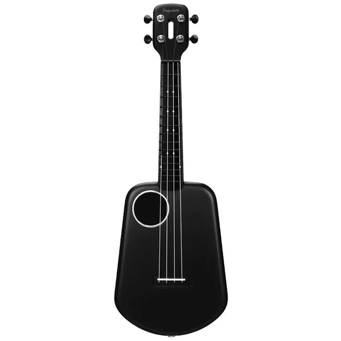 Приложение Управление Populele 2 светодиодный Bluetooth читатель смарт-миниатюрная гитара укулеле-18-зуб Закрытая Кнопка игрушечный музыкальный инструмент гитара укулеле - Цвет: Black