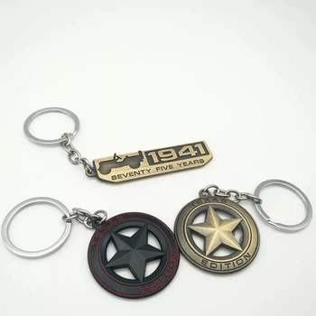 

1pcs Car Styling 75th Anniversary 1941 Emblem Metal Car Keychain Key Ring Holder For Jeep Wrangler Grand Cherokee Car styling