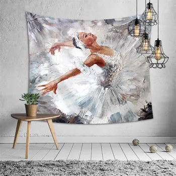 

SOFTBATFY Ballet Girl Tapestry Headboard Wall Art Bedspread Dorm Tapestry Home Decor