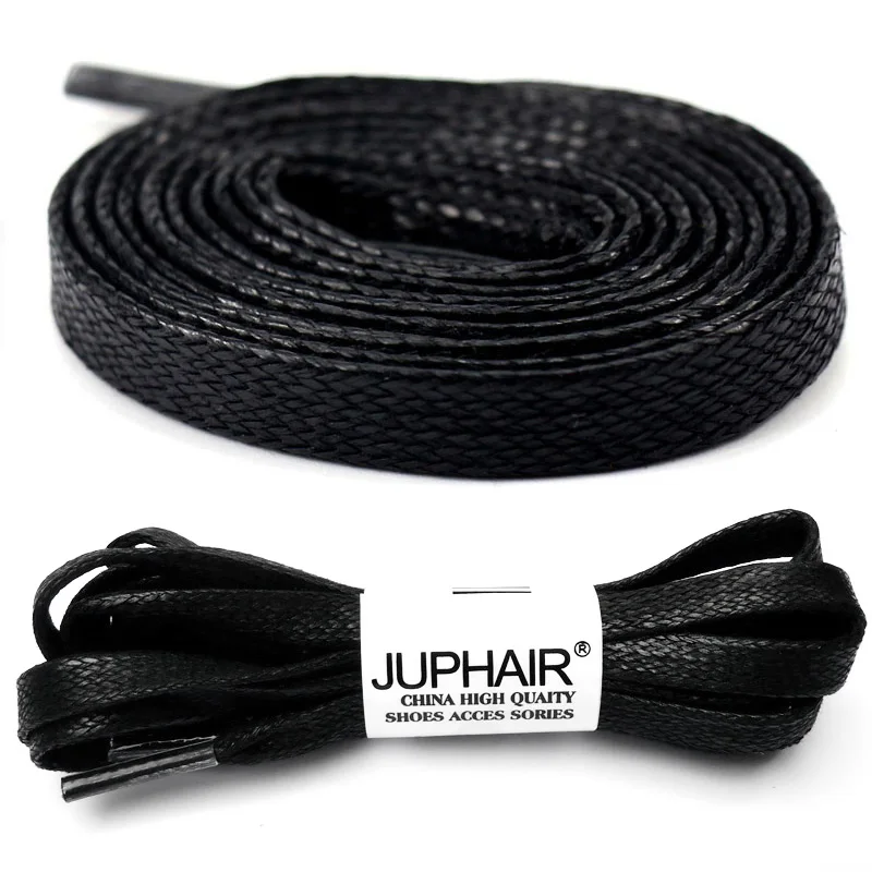 JUP1-12 Pair Black New Coming 100% Cotton Waxing Shoelace Flat Cotton Top Children Sneakers Boots Climbing Colorful Unisex Laces