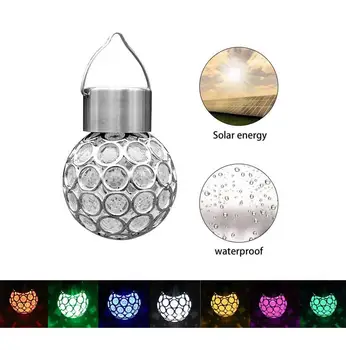 

1pcs Outdoor Solar Light Garden Lamp-Colorful Decoration Hanging Lights Color Change-Stainless Steel Hollow Ball-PVC Waterproof