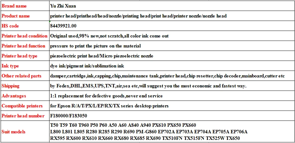 F180000 F183050 Print Nozzle Head For Epson PX610 PX650 PX660 L800 L801 L805 EP704A EP705A EP706A Printer In Parts From Computer Office On