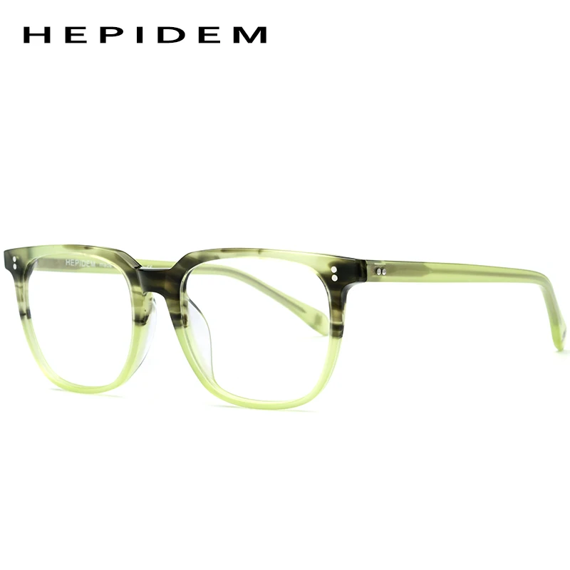 Acetate Eyeglasses Frame Men Square Prescription Glasses New Men's Male Myopia Optical Frames Clear Spectacles Eyewear 9114 - Цвет оправы: Clear Green