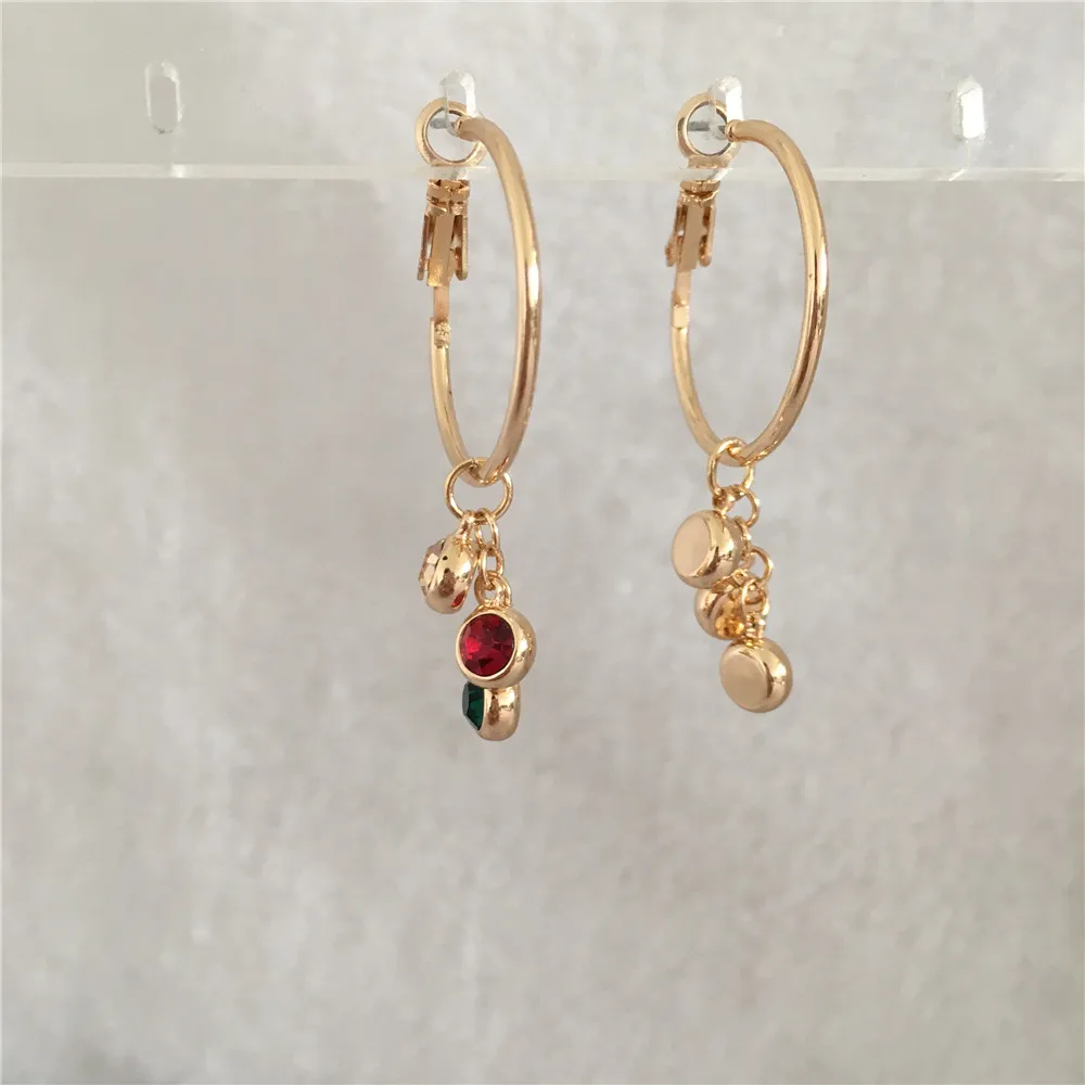 

CASUAL GOLD COLOR PLATING WITH COLORFUL STONE HOOP EARRING FOR WOMAN GIRL