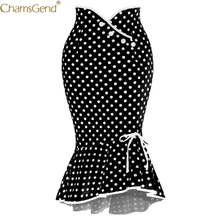 Сексуальный горошек боты оборки юбки женские Bodycon пуговица из полиэстера высокая талия юбки облегающие бедра вечерние юбки Повседневные