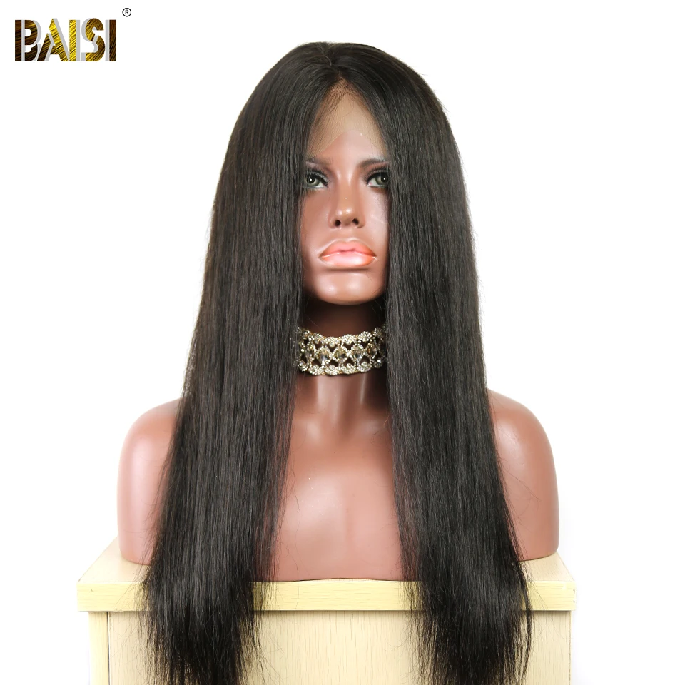 BAISI бразильские волосы кружевные передние парики прямые полные кружевные волосы парик с предварительно сорванным 360 кружева спереди al nature