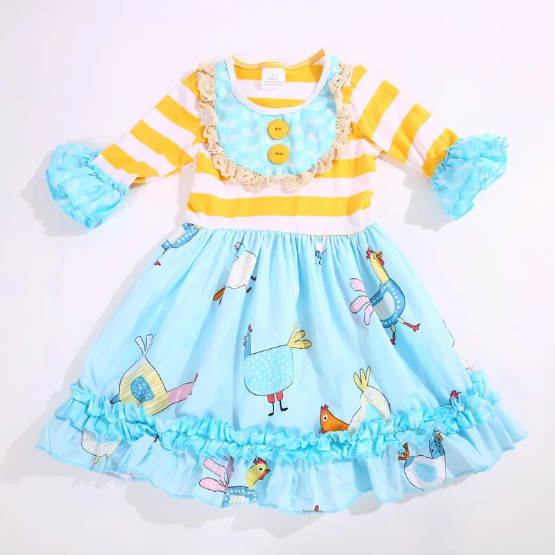 

Cartoon Style 100%Cotton Yellow Striped Summer With Ruffle Trim And Half Big Flare Sleeveless Baby Girls Dress Apparel Accessory