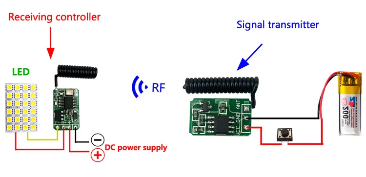 Беспроводной пульт дистанционного управления Мини маленький 433 МГц РЧ передатчик приемник 3,7 в 5 в 6 в 9 в 12 Батарея схема питания микро управление Лер