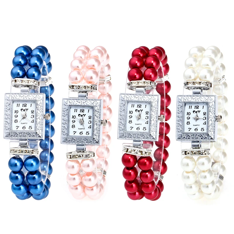 

1Pcs Exquisite Pearl String Bracelet Watch Ladies Quartz Watch Female Wristwatch
