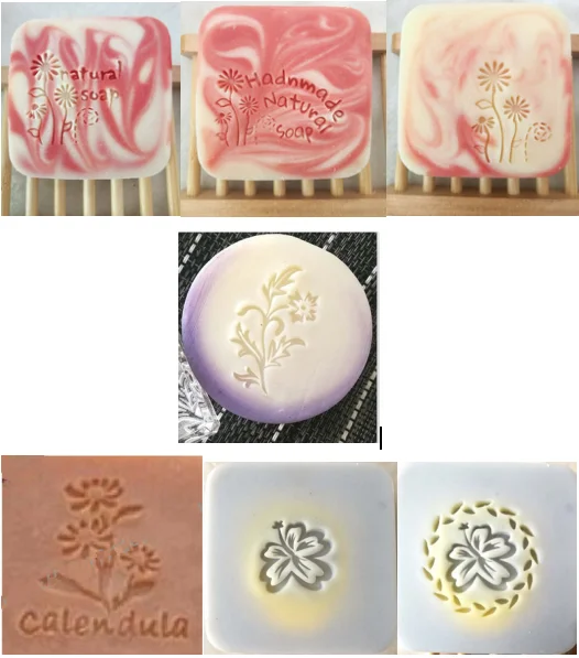 

Calendula pattern handmade soap stamp clear Diy natural acrylic organic decorative soap making custom printing