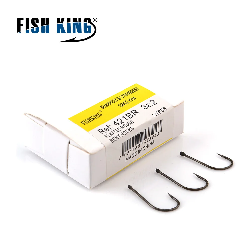 

FISH KING Fishing Hook High Carbon Steel 421BR 100PCS/lot 1#-10# Short Flatted Peche Articulos De Pesca Tackle
