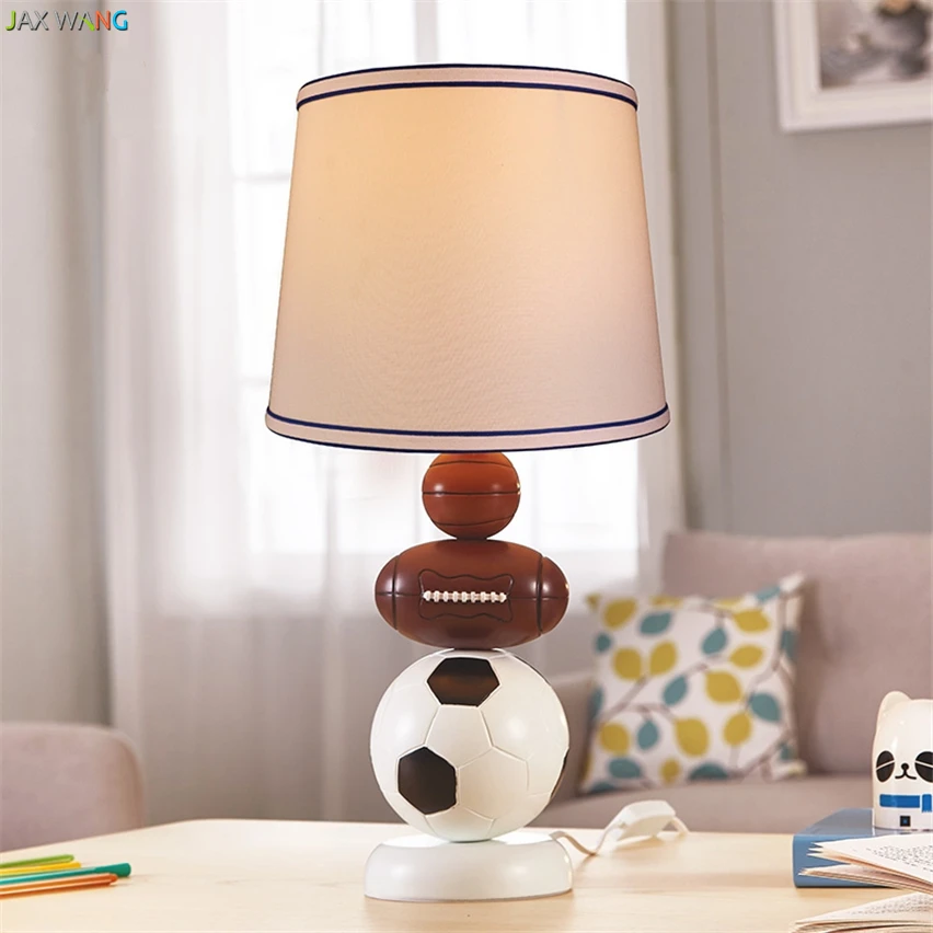 American Children Boy Bedside Table Lamps for Bedroom LED Fabric