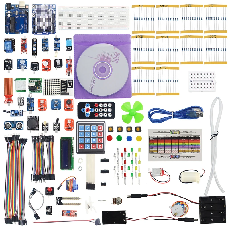 

Learning Starter kit Resistor Sensor LCD1602 USB Cable Breadboard with Retail Box for UNO R3 for Raspberry Pi 3