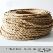 2*0.75 5M/Lot Vintage Rope Textile Wire Twisted Cable Braided Electrical Wire Retro Pendant Light Lamp Line Vintage Lamp Cord