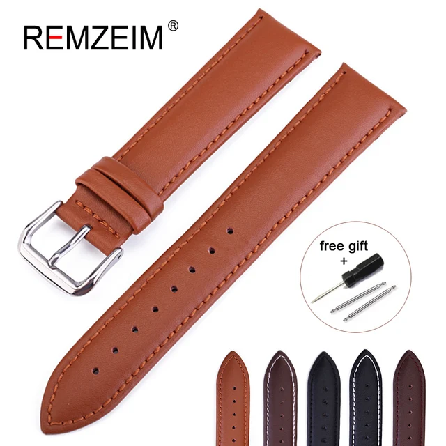 REMZEIM Leather Watchband Strap 16 / 18 / 20 / 22 / 24 MM Stainless Steel Buckle REMZEIM Leather Watchband Strap 16 / 18 / 20 / 22 / 24 MM Stainless Steel Buckle
