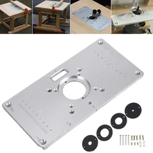Пластина для стола маршрутизатора 700C алюминиевая пластина для стола маршрутизатора+ 4 кольца винтов для деревообработки скамейки, 235 мм x 120 мм x 8 мм 9,3 дюйма