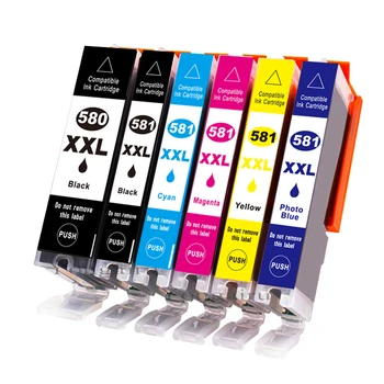 

6PACK Compatible Ink Cartridge Replacement for CANON PGI-580XXL CLI-581XXL TS705 PIXMA TR7550 TR8550 TS6150 TS6151