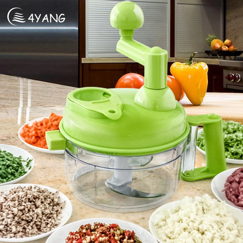 

4YANG Multi-function Household Vegetable Chopper Cutter Fruits Slicers Hand Garlic Presses Stainless Steel Blade Meat Grinder