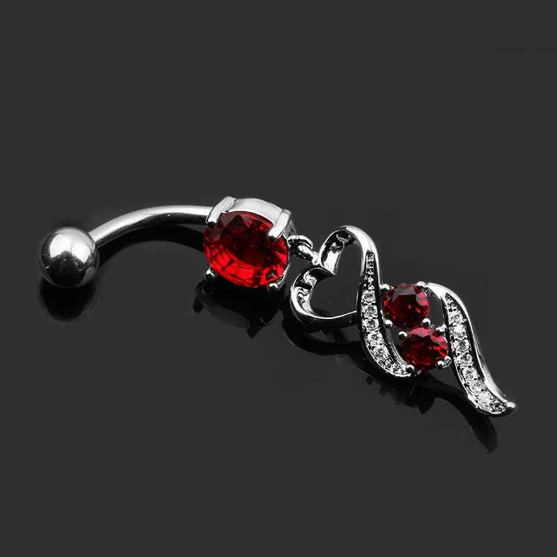 Piercing Nombril Titane 14G 8/10mm – Anneau Cœur CZ Bleu Rose Violet – Pour Femmes Et Hommes