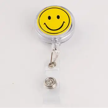 

New Fashion Cute 3pcs/lot Smile Face Retractable ID Badge Reel With Belt Clip For ID Card Badge Holder Office Supplies
