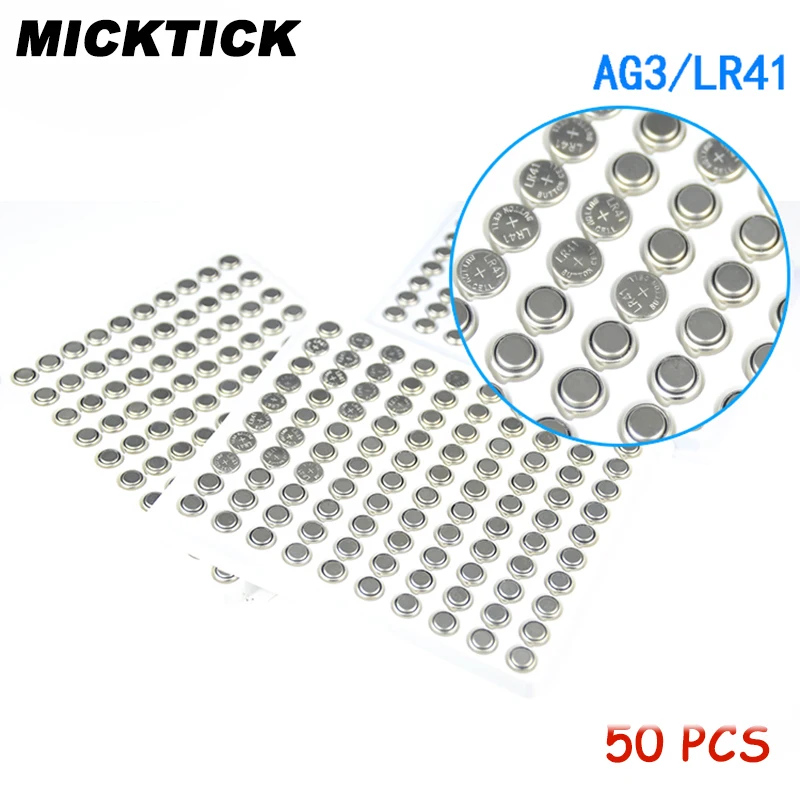 

50PCS/Lot LR41 AG3 SR41W 392 192 GP192A LR736 Button Watch Battery Cell Cion Batteries for flashlights,toys,watches
