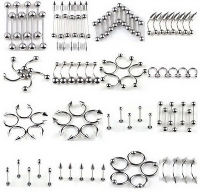 

85pcs 110pcs stainless steel acrylic tongue belly lip eyebrow BCR CBR piercing accessories basic piercing lot