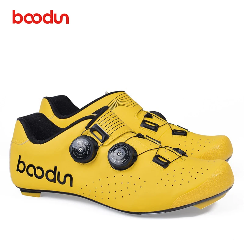 Boodun Pro ciclismo zapatos hombres bicicleta de carretera carreras doble hebilla de columna autobloqueo luz transpirable triatlón zapatillas