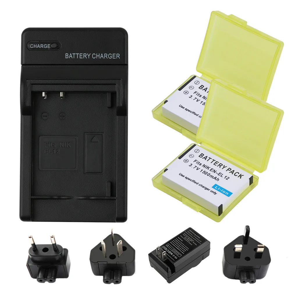 

RP 1500mAh EN-EL12 EN EL12 Battery+LCD Charger for Nikon CoolPix S610 S610c S620 S630 S710 P300 P310 P330 S6200 S9400 L15