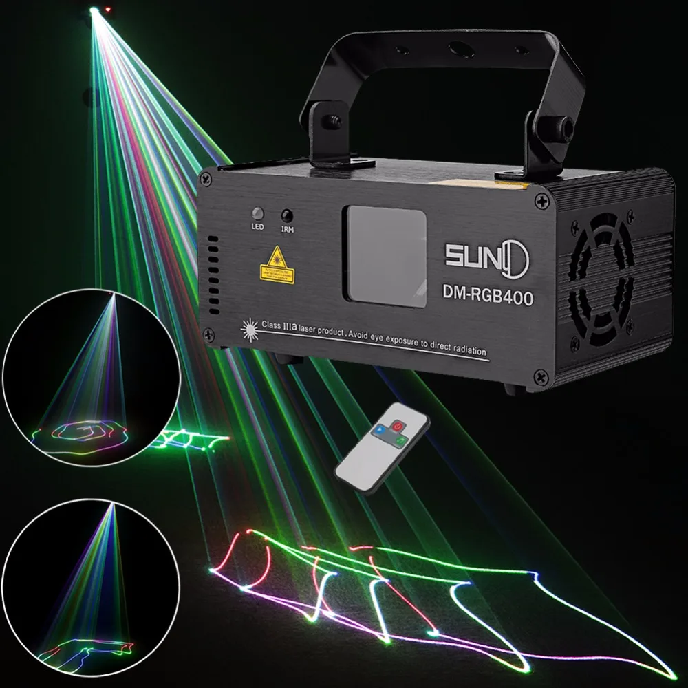 

SUNY Remote DMX 400mW RGB Laser Stage Lighting Flash Scanner DM-RGB400 DJ Dance Xmas Show Effect Projector Fantastic Disco KTV