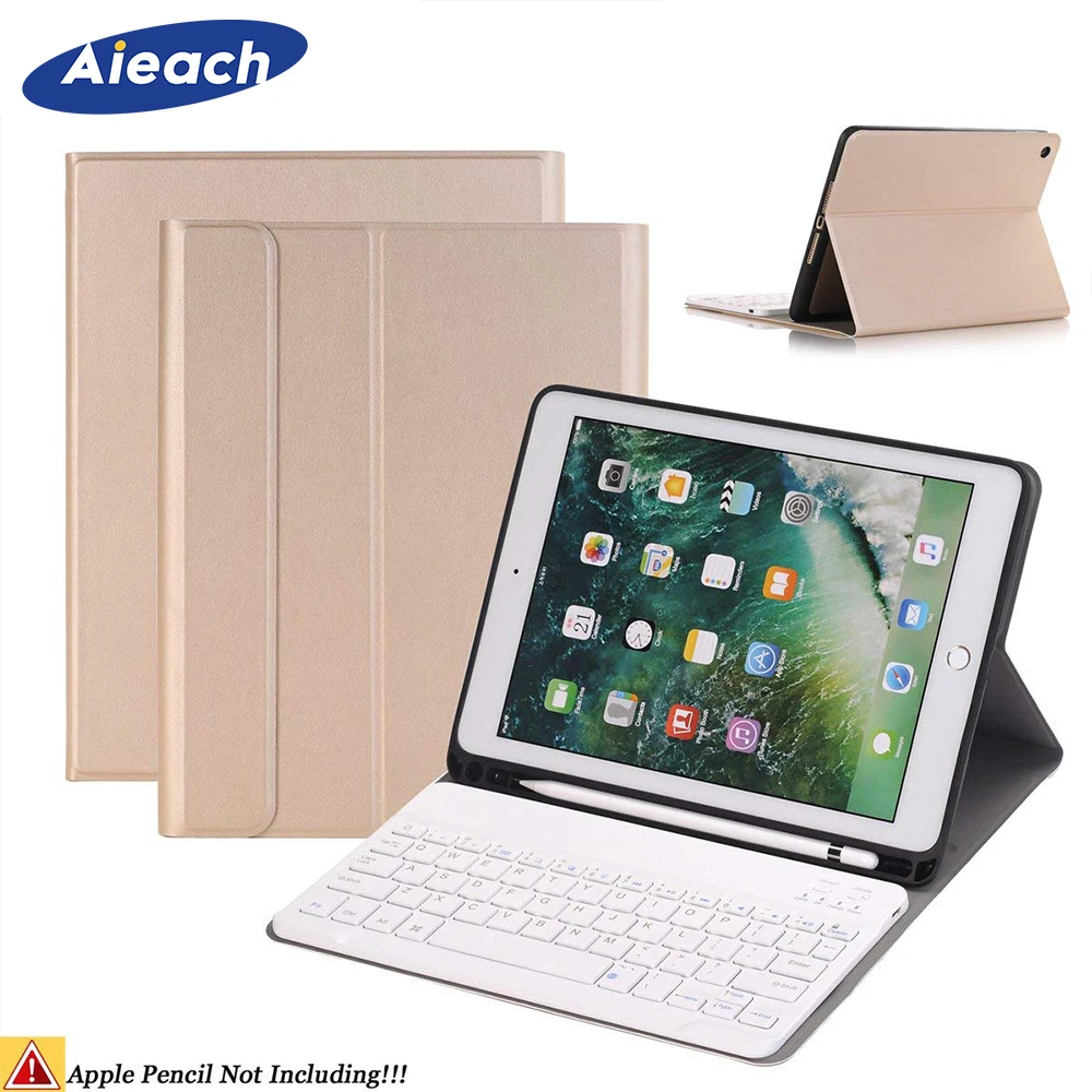 

Bluetooth Keyboard Case For iPad Pro 9.7 With Pencil Holder PU Leather 360 Full Protective Smart Magnetic Cover For iPad Pro 9.7