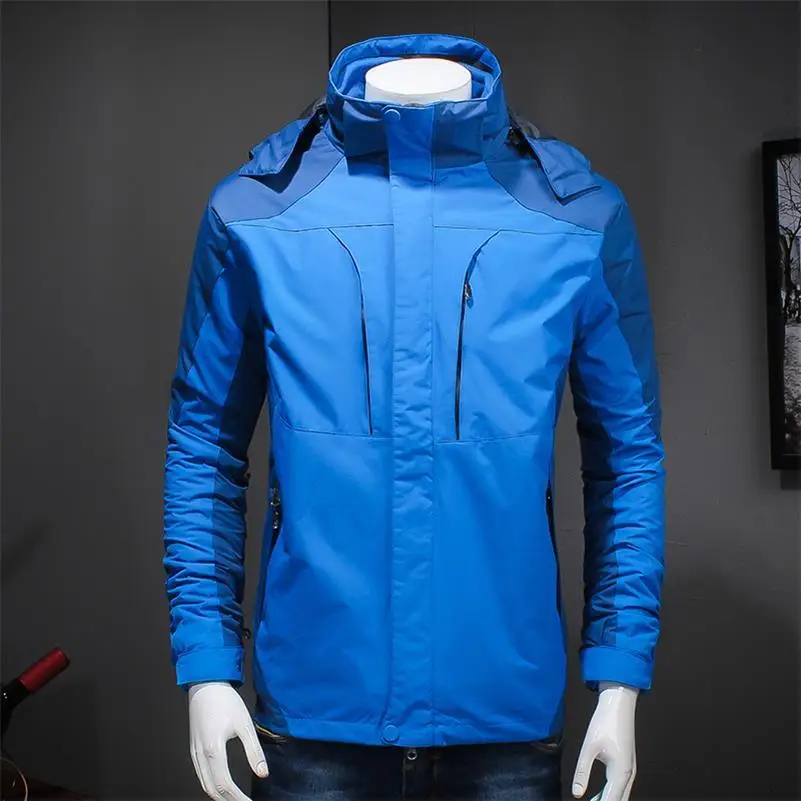 Высокое качество 10XL 8XL 6XL 5XL 4X Мужская зимняя водонепроницаемая куртка два в одном толстовка на молнии с хлопковой подкладкой пальто треккинг путешествия - Цвет: 2