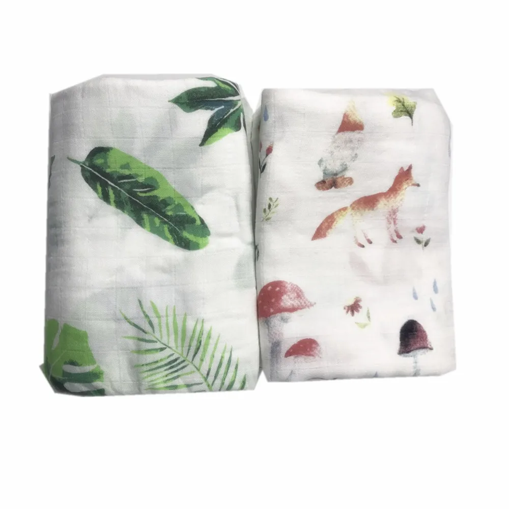 

Baby muslin blanket baby swaddle Cartoon Printed Cotton Baby Blanket Soft Breathable 70% bamboo+30% cotton 210g