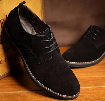 

Autumn Men's Shoes Leather Shoes PU Suede Men's Shoes Casual Shoes British Wind Suede Lace-up Shoes Extra Large S 48 47