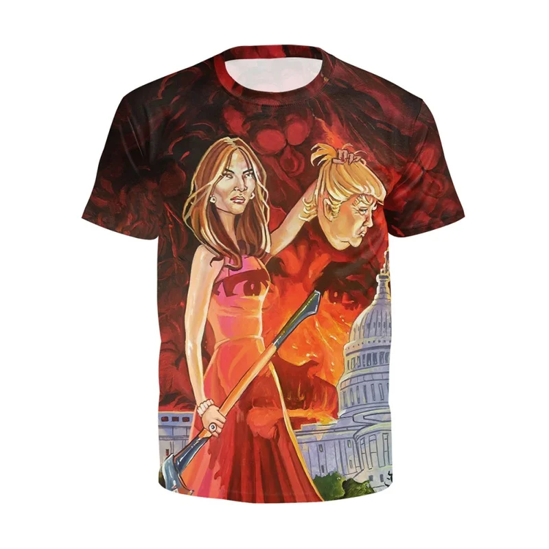 2019 Summer Casual Short Sleeve Men Tshirts Donald Trump Funny Digital Printed Men T shirt Men O Neck Cropped Tops Street Wear