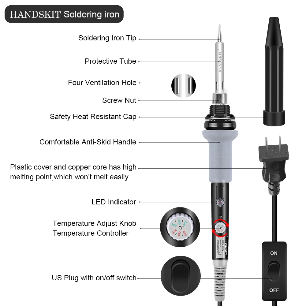 Паяльник Handskit 60 Вт 11 в/220 В Электрический Регулируемый паяльник|soldering station|soldering iron