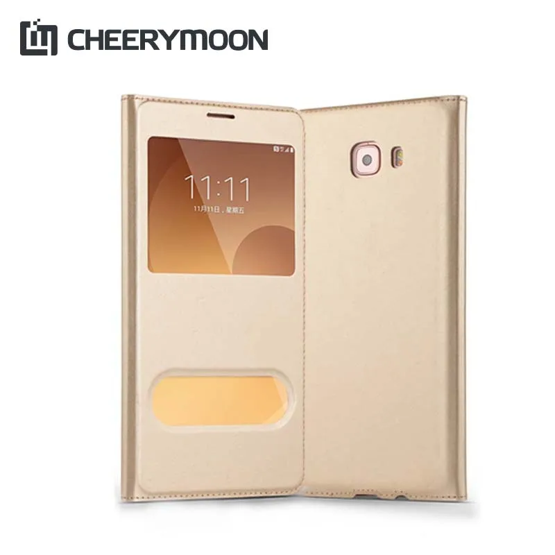 

Business Case Cover For For Samsung Galaxy C9 Pro C9PRO Back Flip Leather Wallet Window Thin Capa Coque+Gifts