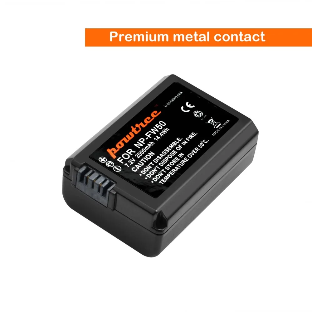 Powtree для Sony 3 шт. 7 2 в 2000 мА · ч фотоаккумулятор NPFW50 NP FW50 камеры Alpha 6500 6300 6000 5000 3000 a7R a7S