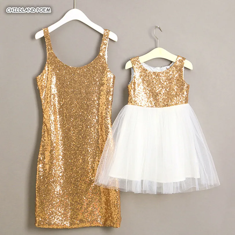 

Mother Daughter Dresses Sequin Birthday Party Wedding Family Look Mom And Daughter Dress Mommy And Me Family Matching Clothes